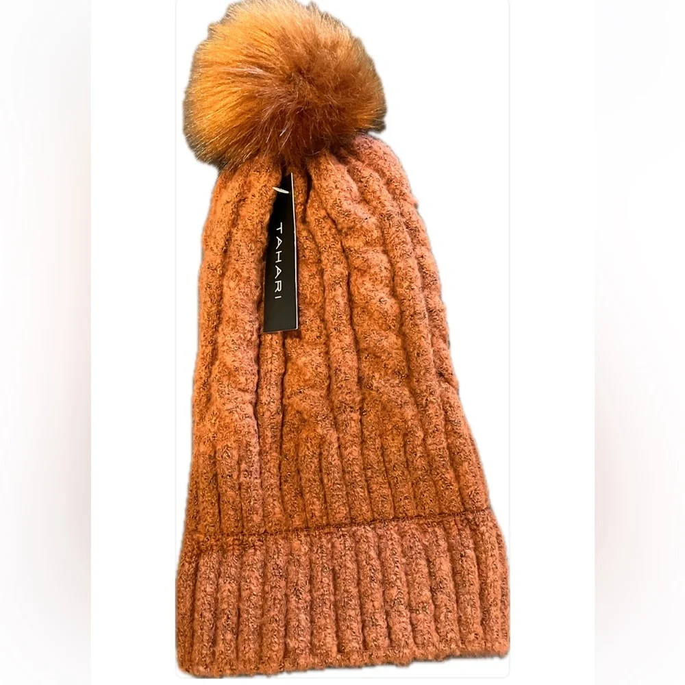 NWT, Tahari- Burnt orange, Sophisticated/Rustic, Knit Beanie, One Size